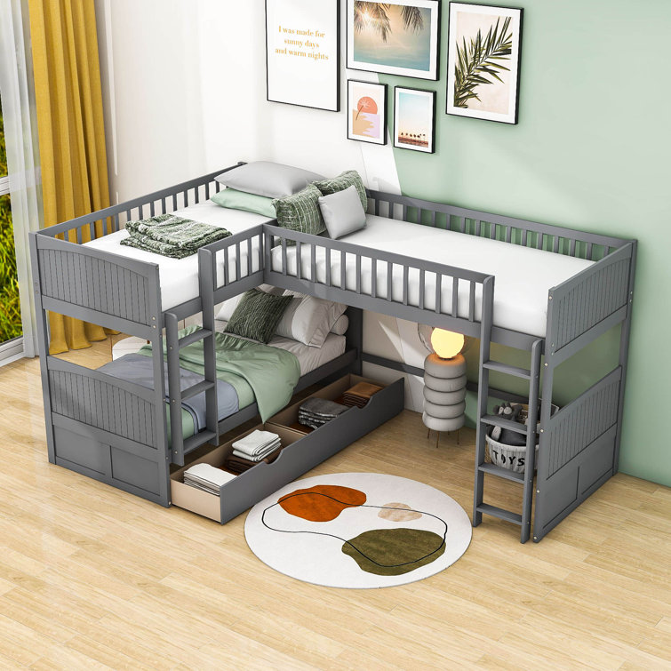 L shaped bunk outlet beds with desk